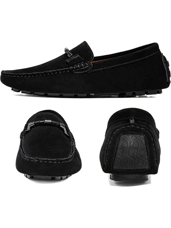 Go Tour Men\'s Black Suede Leather Loafers Penny Slip On Moccasin Driving Shoes main image 5
